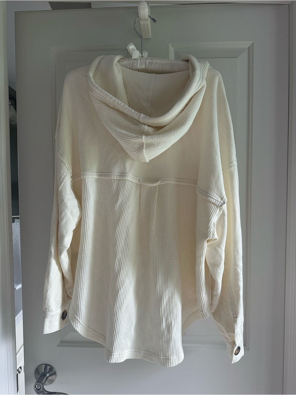 American Eagle Outfitters Cream Hooded Button-Front Jacket - Picture 2 of 5